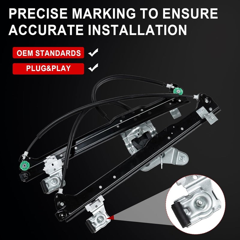 OVANOH Rear Left Driver Side Power Window Regulator Assembly Without Motor Compatible For Silverado Suburban Avalanche 1500 2500 3500 00-06 Cadillac Escalade 02-06 GMC Yukon XL Sierra 741-578 - Image 3